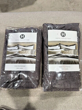 Hotel Collection Linen King Pillow Sham Gray